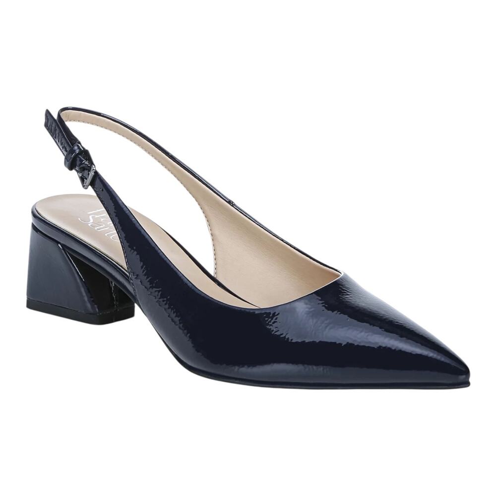 Franco Sarto Women's Racer Pointed Toe Slingback Heels Dark Blue Size 6 1/2
